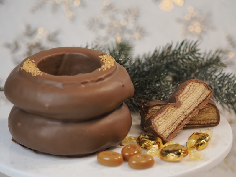 Baumkuchen mit Vollmilch Schokolade Karamellgeschmack- 2 Ringe
